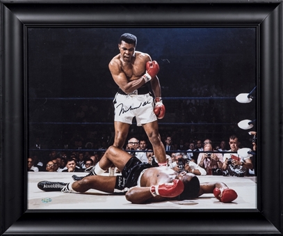 Muhammad Ali Autographed 16x20 Framed Photograph of Ali Standing Over Liston (Steiner)